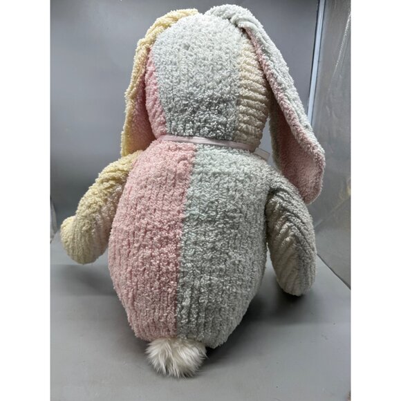 large fine toy Patchwork Chenille Stuffed Bunny Ribbon Pastel Plush animal READ - Picture 8 of 8